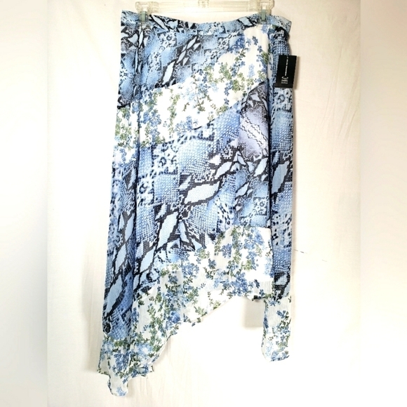 NWT INC International Concepts Blue Lattice Snake Print Skirt Sz 6 - Picture 1 of 8